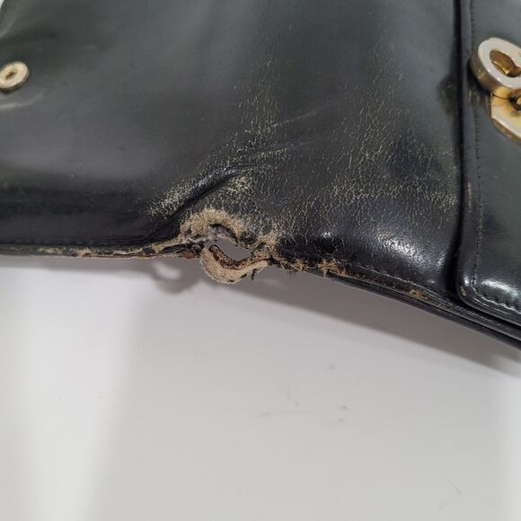 Salvatore Ferragamo Damaged Gancini Wallet Medium Bifold Black Nero - Picture 7 of 10